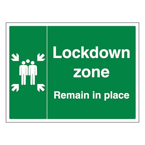 Panneau de sécurité aluminium 600x450mm Lockdown Zone with Family V Safety