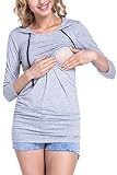 Mesdames Maternité Infirmiers Top Soins Infirmiers en Congé De Maternité Allaitement Young Styles Haut À Manches Longues Sweat Top Infirmière T-Shirt De Maternité (Color : Lightgrey, Size : M)