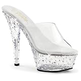  Pleaser Stardance-601 Sexy High Heels Poledance Gogo Sandaletten mit Strass Transparent 35-41, Größe:EU-37/US-7/UK-4
