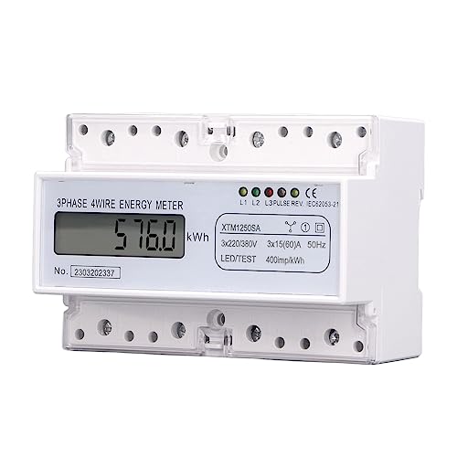 Compteur d'énergie triphasé 4 fils LCD Jeffergarden rail DIN