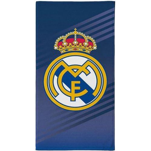 Toalla Real Madrid 70x140 diseño Oficial con Escudo del Club y Colores emblemáticos - Toalla de Playa Real Madrid y baño de Gran tamaño Ideal para Fans del Equipo Blanco con Estilo y Comodidad