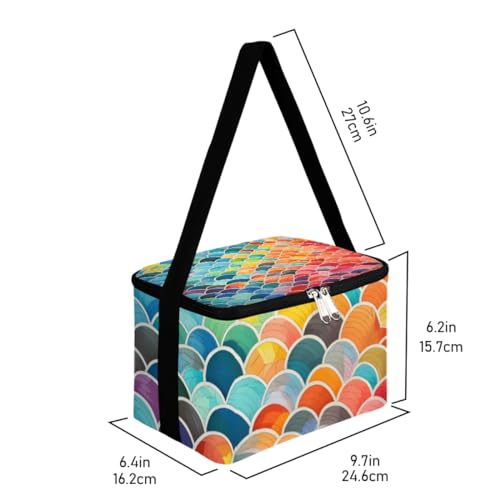 GzLeyigou Lunch Bags for Women Men 9 Cans,Colorful Geometric Hot & Cold Food Delivery Bag Insulated Grocery Bag Insulated Lunch Box Texture Abstract Cooler Bag for Office Work Picnic Beach