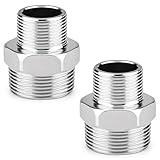 QZKJQDD 2 Stück Edelstahl Doppelnippel 3/4 Zoll AG x 1/2 Zoll AG, Reduzierstück 3/4 auf 1/2 Außengewinde, Adapter 3/4 auf 1/2 Zoll, Geeignet für Industrie, Rohre, Wasser Usw