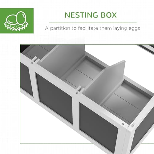Image of PawHut Wooden Chicken Coop, Chicken Tractor for 2-4 Chickens, Outdoor Poultry Cage Rabbit Hutch Duck Coop Hen House with Nesting Box, Tray, Windows, Dark Gray