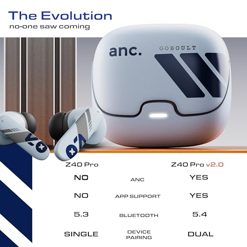 Image of GOBOULT Z40 Pro v2.0 in Ear Earbuds with ANC, 100H Playtime, Amp App Support, Active Noise Cancellation, Quad Mic ENC, Dual Device Pairing, 13mm Driver, Bluetooth 5.4 Wireless (Cloud Blue)