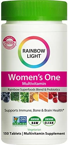 Rainbow Light Multivitamin for Women, Vitamin C, D & Zinc, Probiotics, Women’s One Multivitamin Provides High Potency Immune Support, Non-GMO, Vegetarian, 150 Tablets