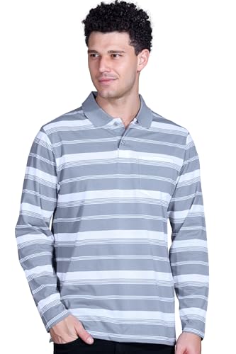Image of SANE ORIGINALS Full Sleeves Polo T-Shirt for Men with Pocket || Stripe Collar and Pocket T-Shirt for Men Long Sleeves