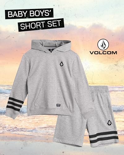 Image of Volcom Boys' Activewear Set - 2 Piece French Terry Pullover Hoodie Sweatshirt and Active Sweat Shorts for Boys (18M-7)