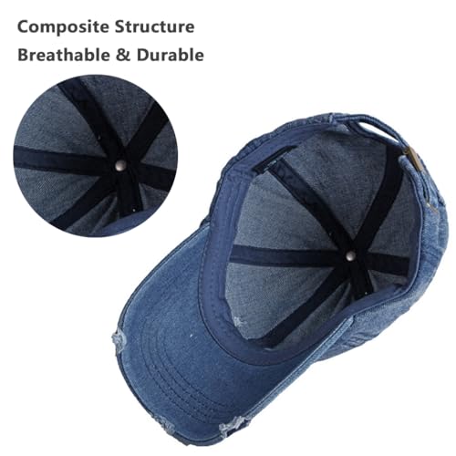 Image of Vintage Washed Denim Distressed Dad Hats Baseball Caps for Men Women