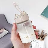 qunxun Süßes Glas, Versiegeltes Transparentes Wasserglas Mit Hohem Borgehalt, Handliches Glas 220ML Mokka-Katze