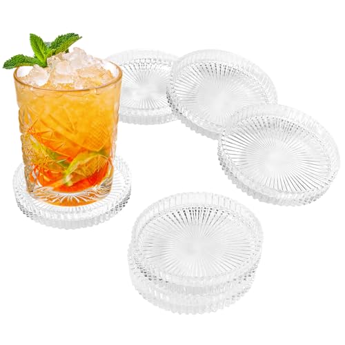 6 Pcs Modern Clear Coasters Crystal Coaster Glass Coasters