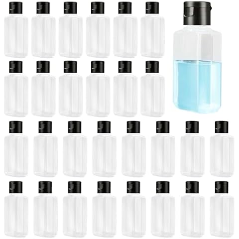 APACALI 100PCS Travel Size Bottles 2oz Travel Shampoo Bottles Plastic Empty Bulk Mini Hand Sanitizer, 60ml Clear Refillable Cosmetic Containers with Flip Cap for Liquid, Lotions, Toner, Body Soap Cover