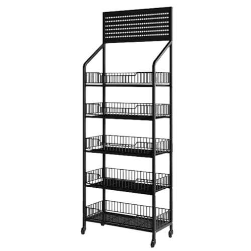 Estante organizador para snacks negro de 5 niveles ideal para cafeterías de oficina y hogares