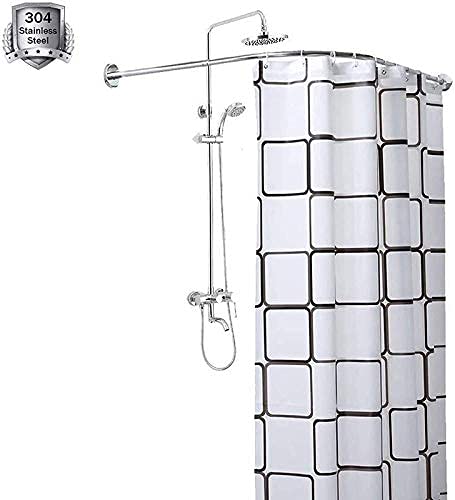 Barre de douche incurvée extensible en L 60-90x100 cm sans perçage acier 304