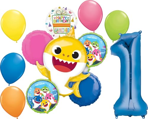 Anagram Baby Shark Boy 1st Birthday Party Supplies Balloon Bouquet