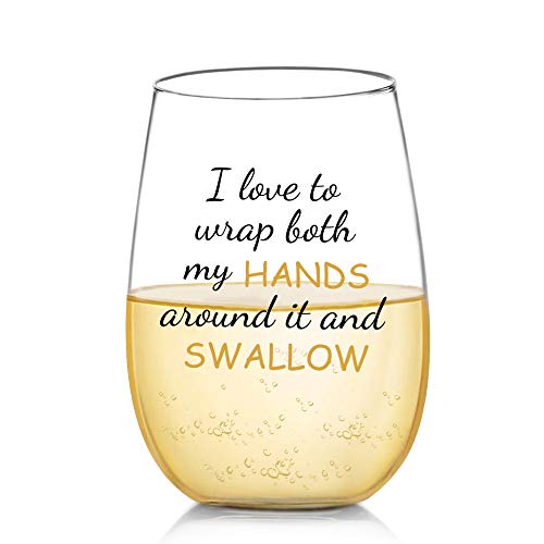 Exclusive Discount 60% Price I Love to Wrap Both My HANDS Around It and SWALLOW Funny Wine Glass Gift for Women - Perfect for Bachelorette Parties, Gag Gift for Women, Gift Idea for Her, 17 oz Stemless Wine Glasses
