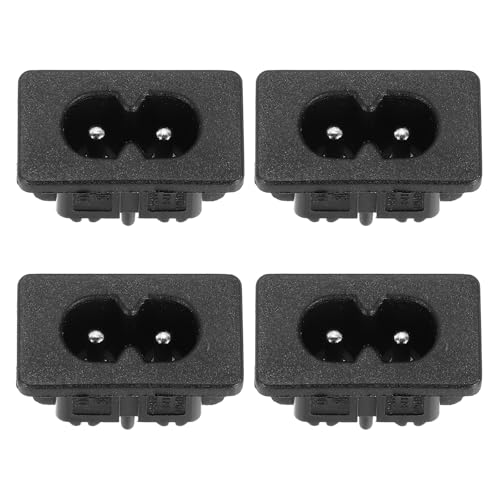 sourcing map C8 Panel Mount Plug Adapter AC 250V 2.5A 2 Pins IEC Inlet Module Plug Power Connector Socket Straight 4pcs