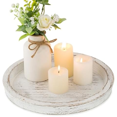 Hanobe Wooden Candle Holder Tray for Rustic Decor Cover