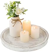 Hanobe Candle Plate Holder Tray: Round Wooden Decorative Candle Plate Small Farmhouse Table Cente...