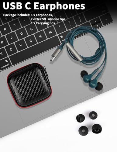 Image of USB C Headphone for Samsung S26 S25 FE S24 A16 A17 Wired Earbuds Magnetic in-Ear Type C Earphone with Microphone Volume Control Bass Stereo Noise Canceling for iPhone 17 Pro Max 16 16e 15 Pixel 10a 9a