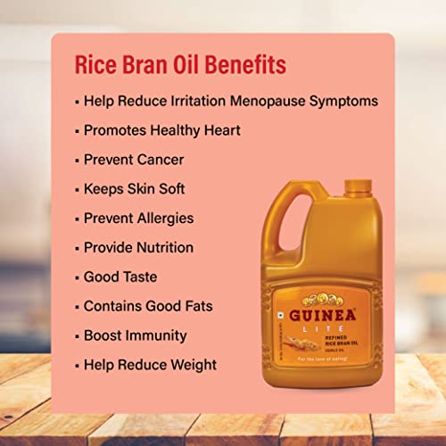 Image of Guinea Lite Refined Rice Bran Oil - 5L Jar | Pure & Healthy Edible Cooking Oil | Chemical-Free, Rich in Oryzanol | Ideal for Frying & Sauteing | Natural & Light Oil