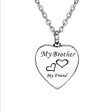 HooAMI Cremation Jewelry for Ashes My Brother My Friend Heart Urn Necklace Memorial Keepsake Pendant