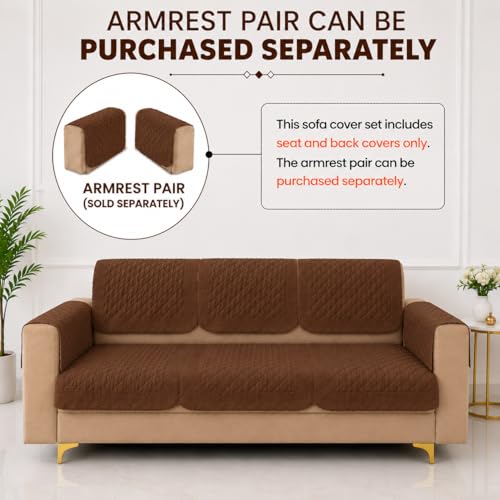 Image of Homerz Premium Petal Charm Sofa Cover | Embossed Floral Pattern | Soft Touch, Anti-Dust & Easy Wash Fabric Cloth, Washable and Durable (Rust, 5(3+1+1) Seater, Seat Cover with Backrest)