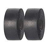 TIJYSH Fahrrad Lenkerband,Bicycle Handlebar Tape, Breathable Handlebar Tape, Bike Handlebar Tape (2er-Set) (Schwarz - Sechseck)