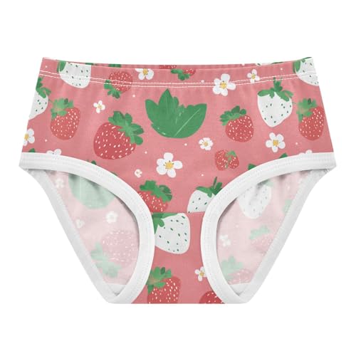 Wusikd Cute Strawberry Pink Girls' Underwear Cotton Girls Briefs Soft Toddler Underwear 2T