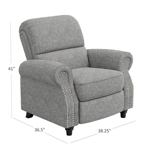 Sillón reclinable alto gris chenille clásico miniatura 3