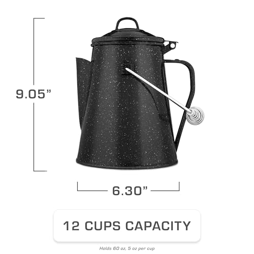 Image of COLETTI Classic Camping Kettle 60 oz - Tea and Camp Kettle, NO Aluminum or Plastic, Ideal for Boiling Water [Black Enamel]