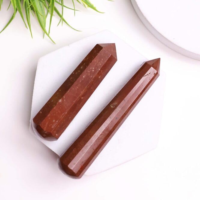 Image of Red Jasper Crystal Wand (100-150g) Natural Polished Healing Stone for Reiki, Meditation, Chakra Balancing, Energy Healing, Aura Cleansing, Massage Therapy, Feng Shui Decor & Spiritual Gift