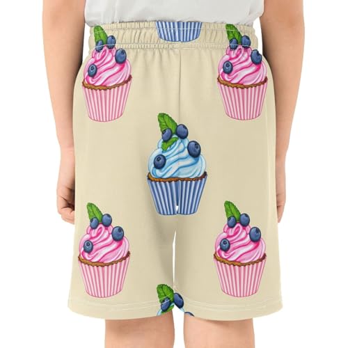 Delicious Cupcakes Athletic Shorts with Zipper Pockets, Youth Boys Athletic Running Shorts for Summer3