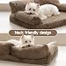 MEWOOFUN Orthopädisches Hundesofa, mittelgroß, wasserdicht, Anti-Angst-Plüschbezug für Welpen, 90 x 65 x 30 cm (Braun, L)
