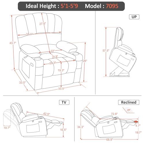 Sillón reclinable eléctrico con función elevadora gris miniatura 2