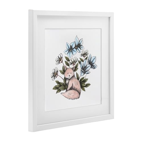 Impression douce renard fleurs blanches Stupell pour mur vide