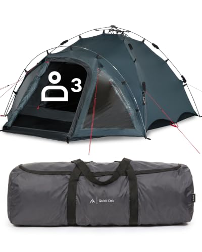 qeedo Quick Oak 3 Campingzelt f&uuml;r 3 Personen - Sekundenzelt mit innovativem Quick-Up-System -...