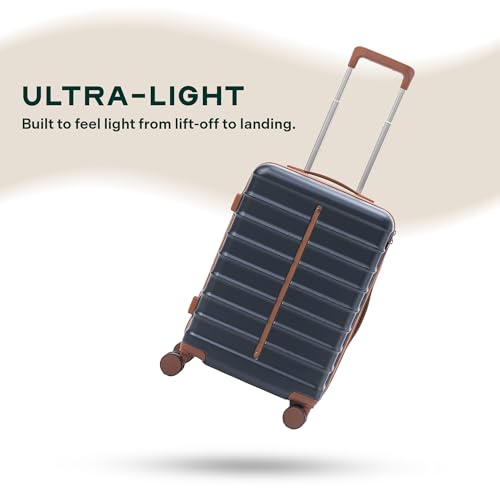 Image of Assembly Cabin Suitcase with8 Spinner Wheels & TSA Lock, Polycarbonate Hard Shell Carry On Luggage for Weekend Getaways, Blue, 20-Inch