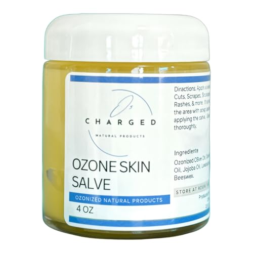 O3 Charged Ozone Skin Salve, Ozone Oil, Natural Skin Care, Essential Oils, Moisturizer, Lavender Oil, Cuts, Bug Bites, Pure, Natural, 4oz, Body Care, Ozone Cream, Oxygenated Healing Salve, Glass Jar