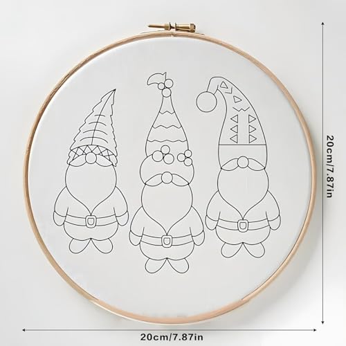 Image of UQRUI Christmas Embroidery Kits for Adults BeginnersEmbroidery Patterns, Ornament Embroidery Kit,Cross Stitch Kits (Gnome B)