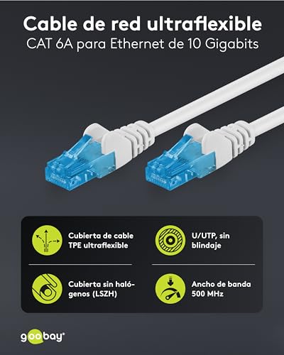 Cable de red de 10 m CAT 6A U/UTP blanco Goobay para conectar router a smart TV y consolas 2