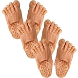 Handepo 3 Pairs Funny Bare Feet Slippers Christmas Gift Realistic Funny Shoes Cover Barefoot Big Toe Slippers Fake Christmas Halloween Costume Accessories for Adults Women Men