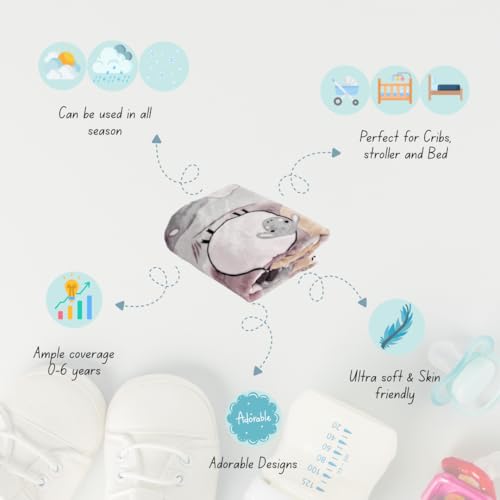 Image of Florida All Season AC Baby Blanket Swaddler Wrapper Flannel Soft and Comfortable for 0-5 Years Babies with Adorable Prints and Designs (Grey Sheep)