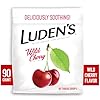 Luden's Sore Throat Relief Lozenges for Minor Everyday Irritation & Dry Mouth, Wild Cherry Flavored Drops, 90 Count