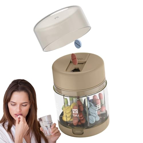 Pastillero Portátil,Organizador Diario de Pastillas | 7 Compartimentos Almacenamiento Compacto Con Cortador Y Organizador De Medicación Para Uso Diario, Exteriores Y Bolsillos
