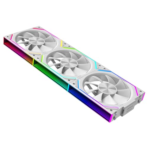 Jungle Leopard Interstellar-V2RS Daisy Chain RGB PC Lüfter 120MM 3er Pack,1850RPM/68CFM/2.4mmH2O,5V3PIN ARGB und 12V4PIN PWM Lüfter (Weiß)