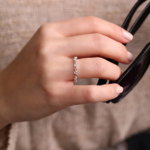 Genuine Solid 925 Sterling Silver Half Eternity Band Ring 2.5 mm set with Round Brilliant Cut Simulated Diamond Infinite Elements Cubic Zirconia Clear Cz3