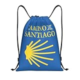RQLNBOBZ Mochila con cordón ajustable Mochila con cordón para el Camino de Santiago ligera con diseño de concha de vieira ideal para gimnasio deportes y entrenamiento.