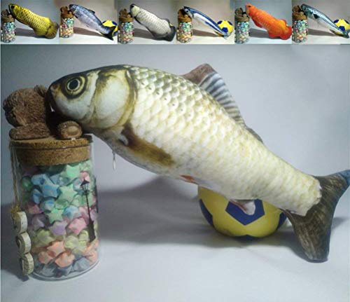 Maibar Catnip Fish Toy Cat Kicker Toys Cat Kicking Fish Plush Crazy Cat Mint Toys for Indoor Cats with Zipper (30cm, Carassius auratus)