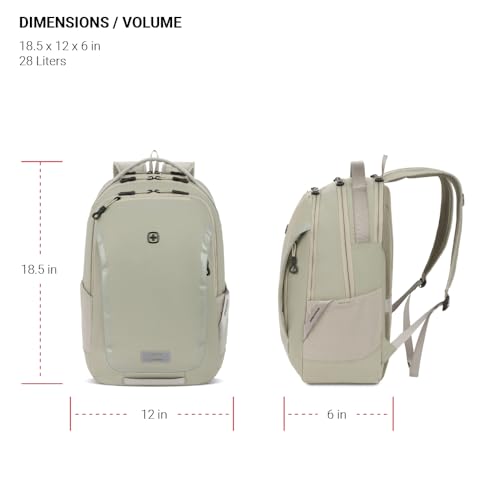 SwissGear Shield Laptop Backpack, Sage Gray, 18.5"x12"x6" - Image 3